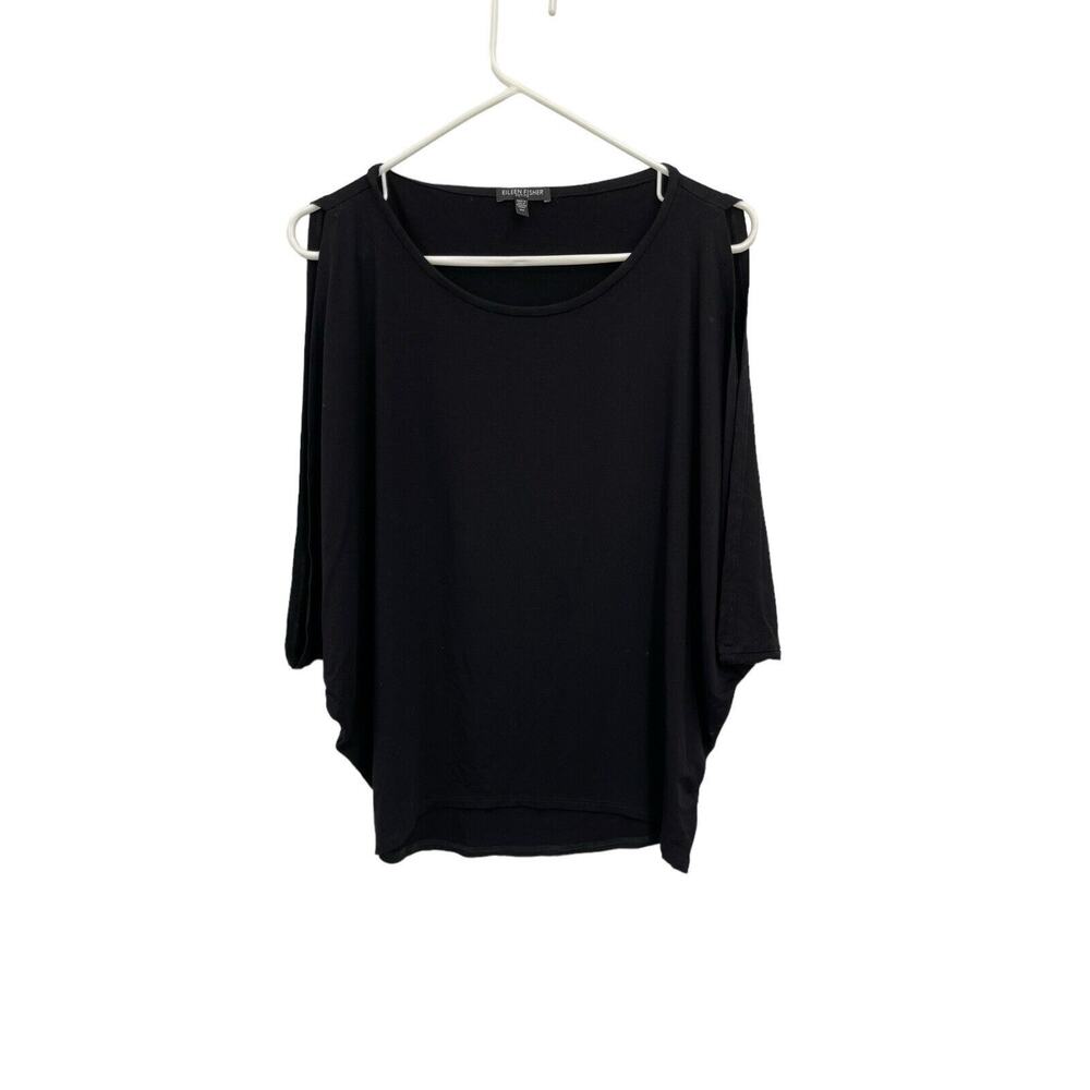 Eileen Fisher Top Sleeveless Batwing Stretch Jersey Black Size PP